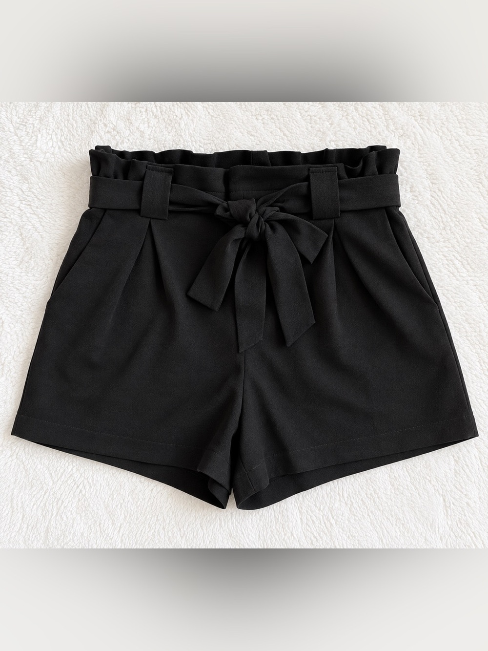 Max Studio Black Paperbag High Waist Tie Shorts Size XS